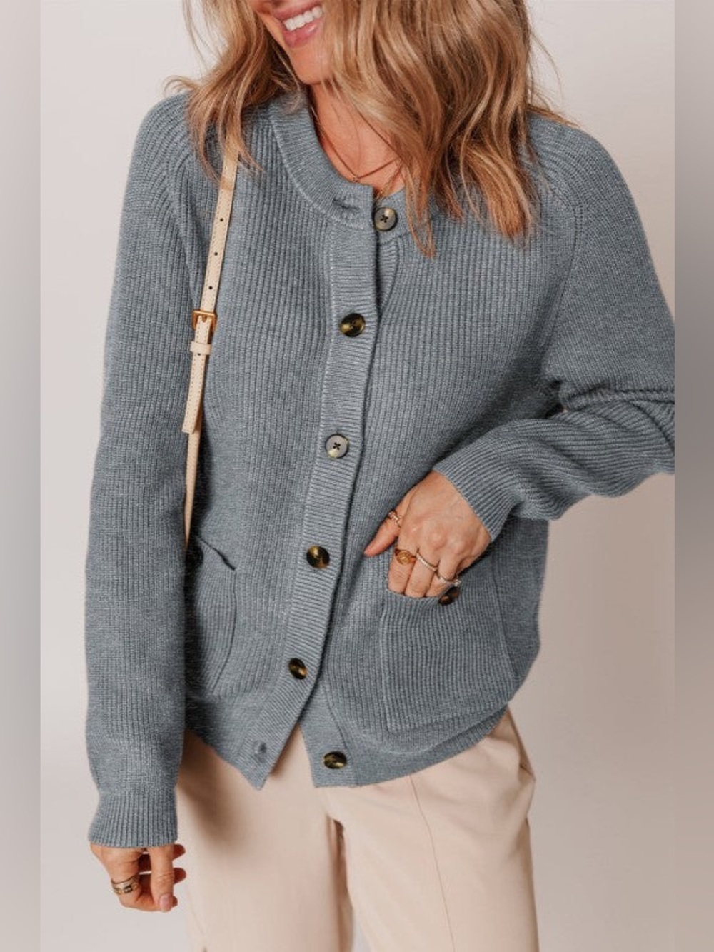 Women’s Gray Ribbed Heavyweight Button-Up Sweater Cardigan, Size XL - NWOT
